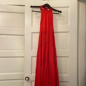 Zara fire red halter backless gown size medium; great condition